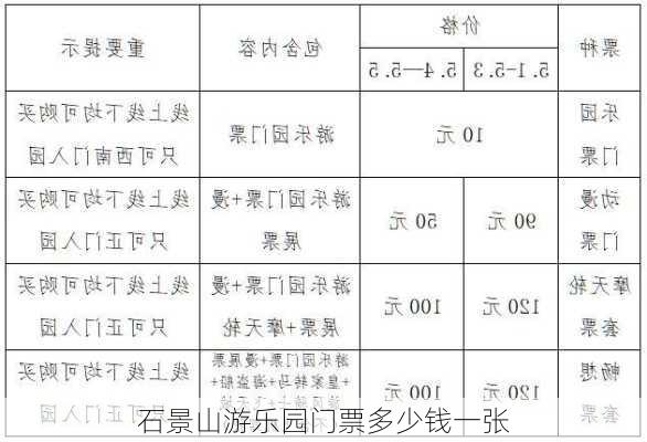 石景山游乐园门票多少钱一张-第1张图片-欧景旅游网