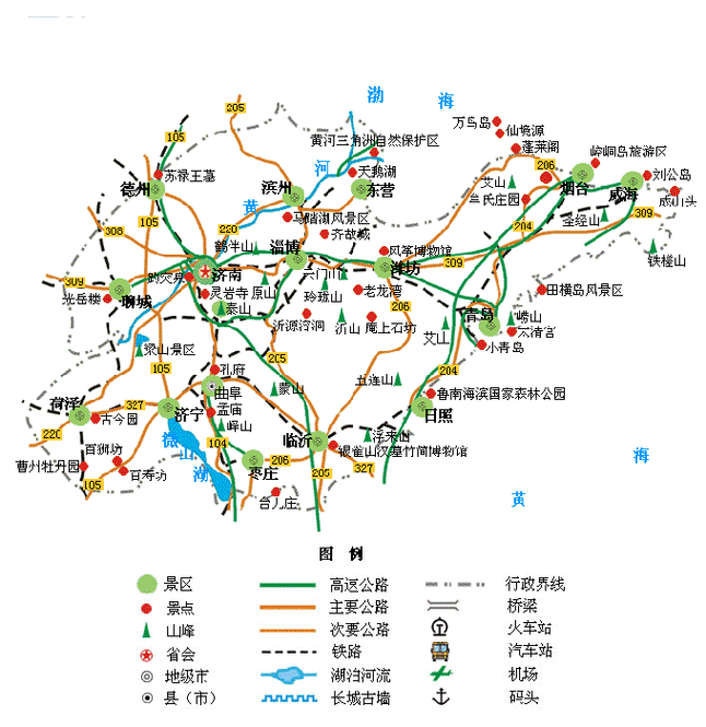 山东旅游景点地图全图-第2张图片-欧景旅游网