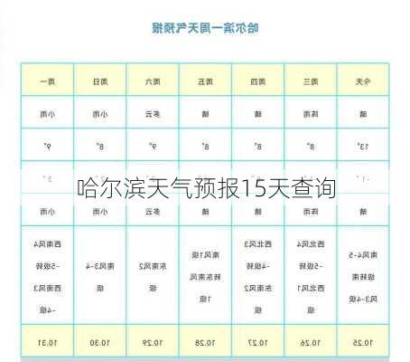 哈尔滨天气预报15天查询