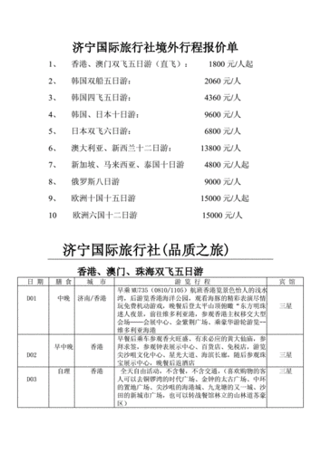 出国旅游团报价表-第2张图片-欧景旅游网