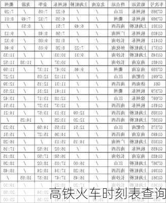 高铁火车时刻表查询