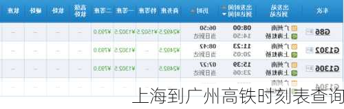 上海到广州高铁时刻表查询-第3张图片-欧景旅游网