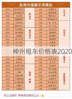 神州租车价格表2020-第3张图片-欧景旅游网