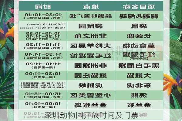 深圳动物园开放时间及门票