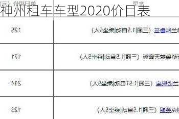 神州租车车型2020价目表-第3张图片-欧景旅游网