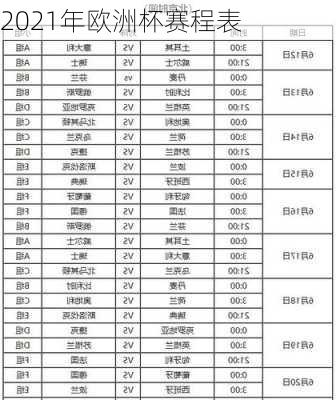 2021年欧洲杯赛程表-第2张图片-欧景旅游网