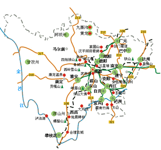 四川旅游地图全图高清版-第3张图片-欧景旅游网