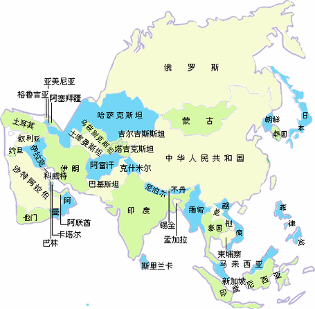 亚洲地图-第3张图片-欧景旅游网