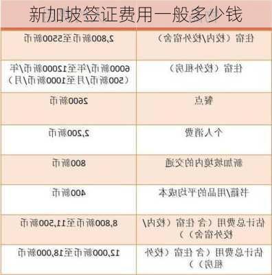 新加坡签证费用一般多少钱