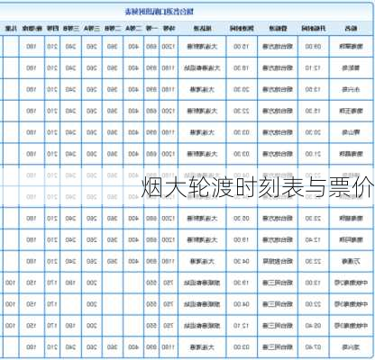 烟大轮渡时刻表与票价