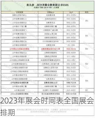 2023年展会时间表全国展会排期