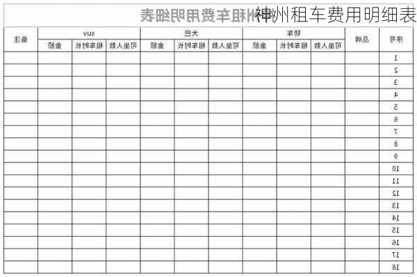 神州租车费用明细表-第1张图片-欧景旅游网